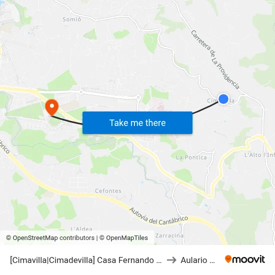 [Cimavilla|Cimadevilla]  Casa Fernando [Cta 00557] to Aulario Norte map