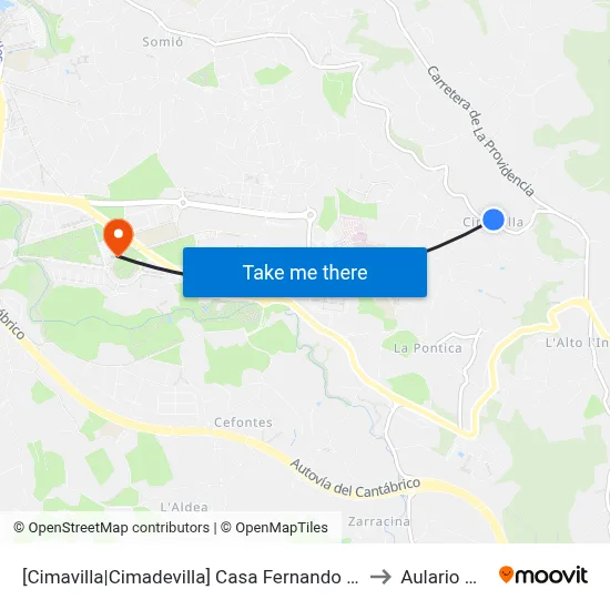 [Cimavilla|Cimadevilla]  Casa Fernando [Cta 00558] to Aulario Norte map