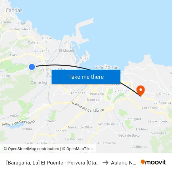 [Baragaña, La]  El Puente - Pervera [Cta 00585] to Aulario Norte map