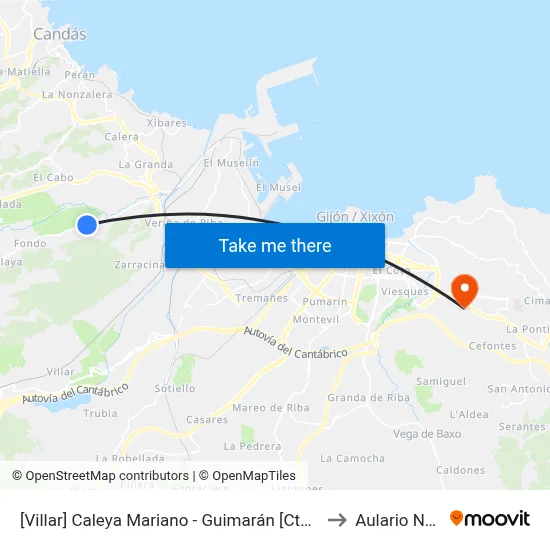 [Villar]  Caleya Mariano - Guimarán [Cta 00590] to Aulario Norte map