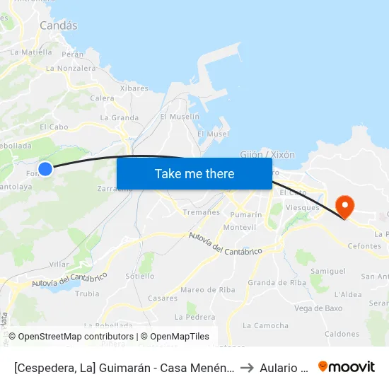 [Cespedera, La]  Guimarán - Casa Menéndez [Cta 00598] to Aulario Norte map