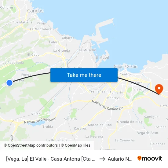 [Vega, La]  El Valle - Casa Antona [Cta 00606] to Aulario Norte map
