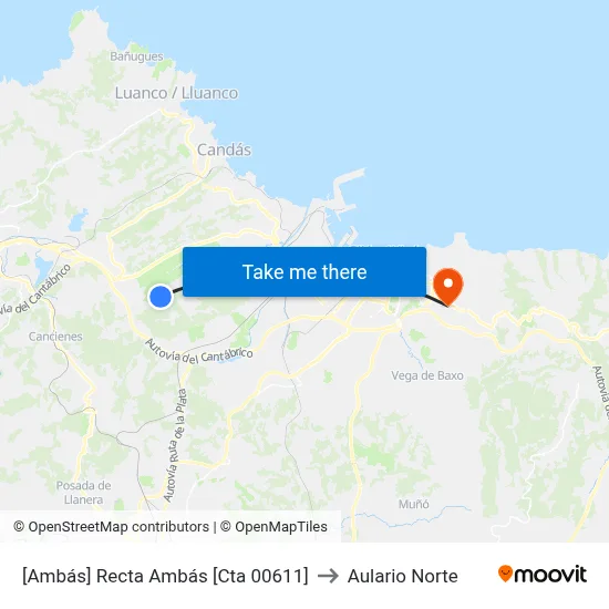 [Ambás]  Recta Ambás [Cta 00611] to Aulario Norte map