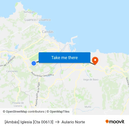 [Ambás]  Iglesia [Cta 00613] to Aulario Norte map