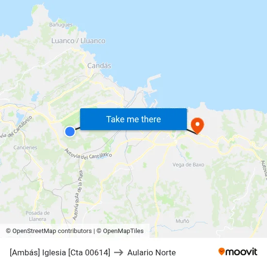 [Ambás]  Iglesia [Cta 00614] to Aulario Norte map