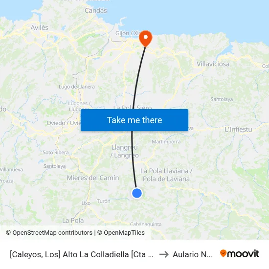 [Caleyos, Los]  Alto La Colladiella [Cta 00660] to Aulario Norte map