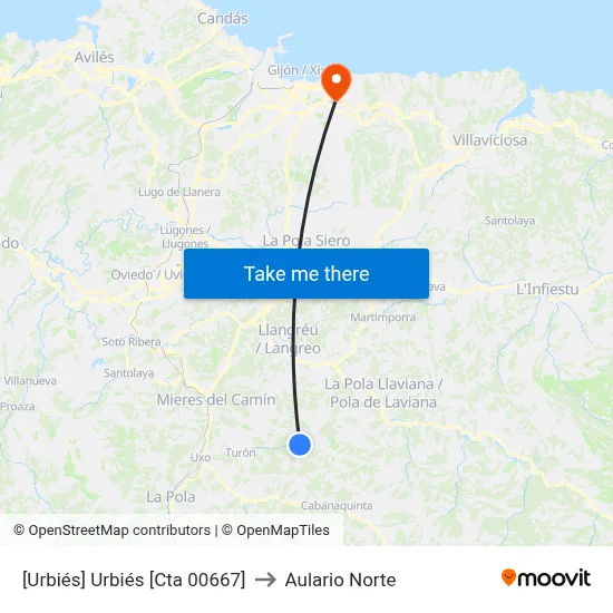 [Urbiés]  Urbiés [Cta 00667] to Aulario Norte map