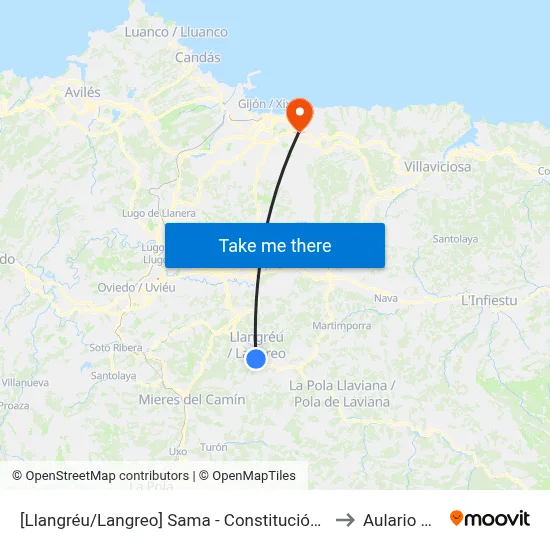 [Llangréu/Langreo]  Sama - Constitución [Cta 00758] to Aulario Norte map