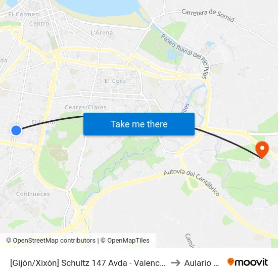 [Gijón/Xixón]  Schultz 147 Avda - Valencia [Cta 00787] to Aulario Norte map