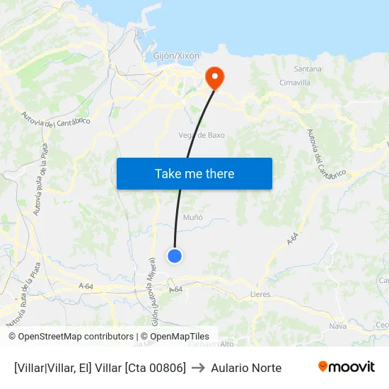 [Villar|Villar, El]  Villar [Cta 00806] to Aulario Norte map