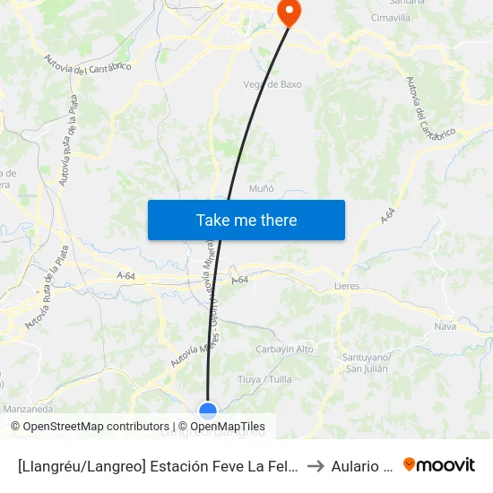 [Llangréu/Langreo]  Estación Feve La Felguera [Cta 00814] to Aulario Norte map