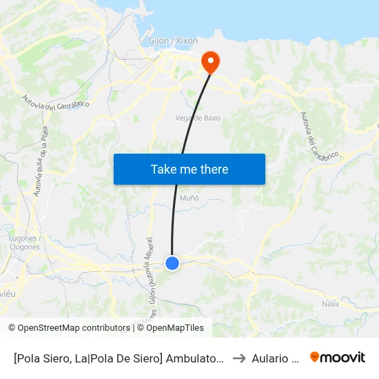 [Pola Siero, La|Pola De Siero]  Ambulatorio [Cta 00817] to Aulario Norte map