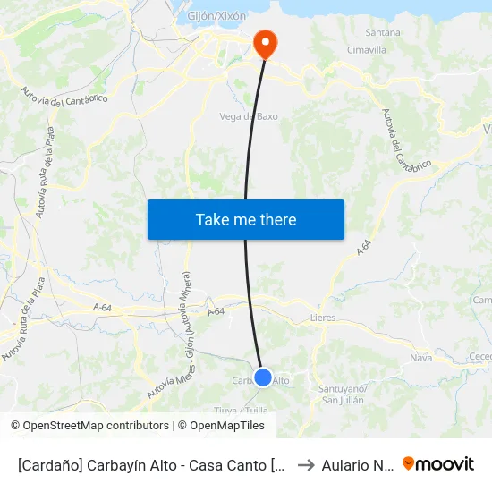 [Cardaño]  Carbayín Alto - Casa Canto [Cta 00846] to Aulario Norte map