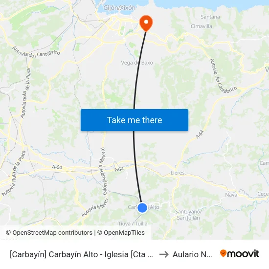 [Carbayín]  Carbayín Alto - Iglesia [Cta 00849] to Aulario Norte map