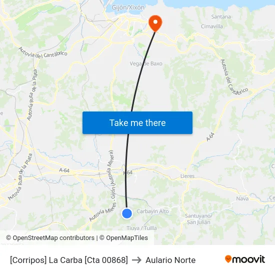 [Corripos]  La Carba [Cta 00868] to Aulario Norte map