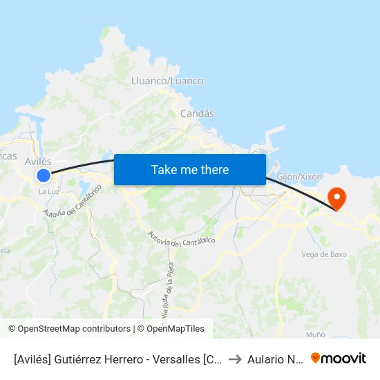 [Avilés]  Gutiérrez Herrero - Versalles [Cta 01032] to Aulario Norte map