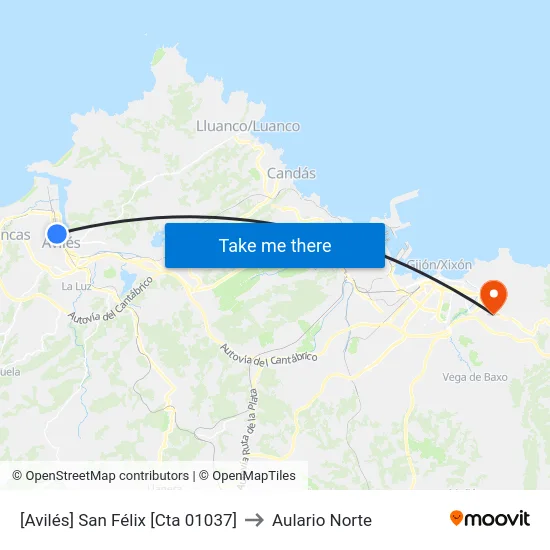 [Avilés]  San Félix [Cta 01037] to Aulario Norte map