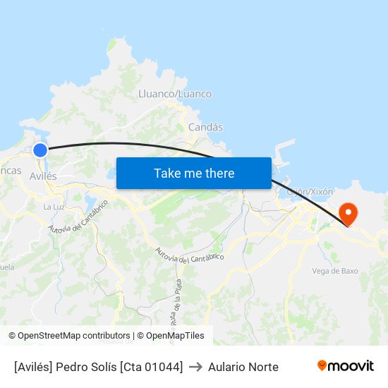 [Avilés]  Pedro Solís [Cta 01044] to Aulario Norte map