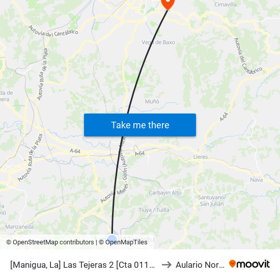 [Manigua, La]  Las Tejeras 2 [Cta 01163] to Aulario Norte map