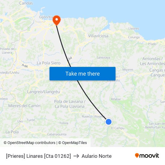 [Prieres]  Linares [Cta 01262] to Aulario Norte map