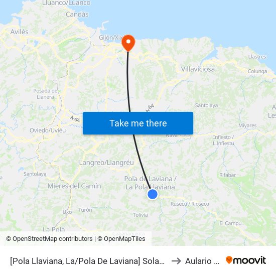 [Pola Llaviana, La/Pola De Laviana]  Solavega [Cta 01292] to Aulario Norte map