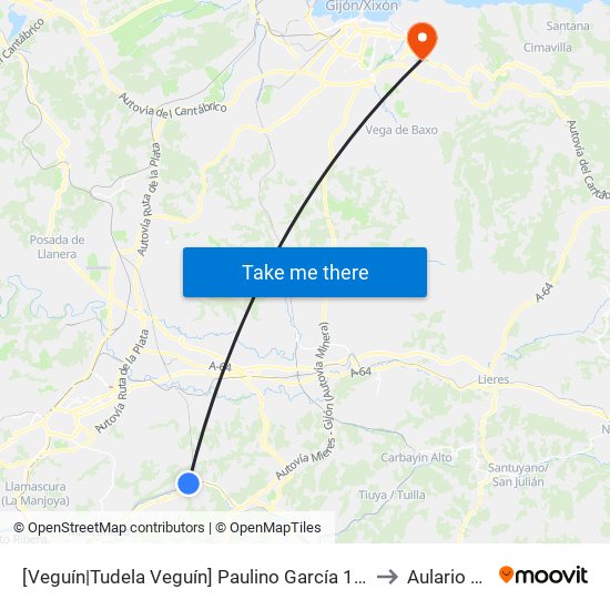 [Veguín|Tudela Veguín]  Paulino García 121 [Cta 01302] to Aulario Norte map