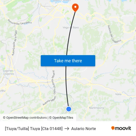 [Tiuya/Tuilla]  Tiuya [Cta 01448] to Aulario Norte map
