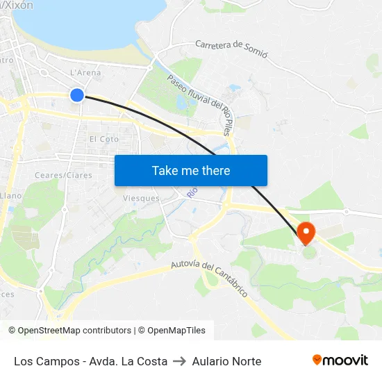 Los Campos -  Avda. La Costa to Aulario Norte map
