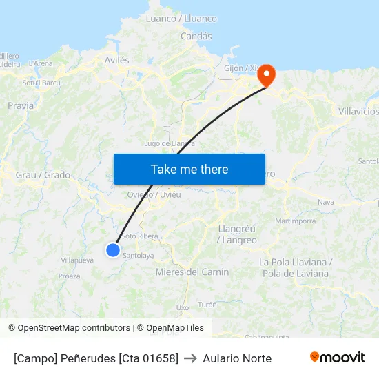 [Campo]  Peñerudes [Cta 01658] to Aulario Norte map