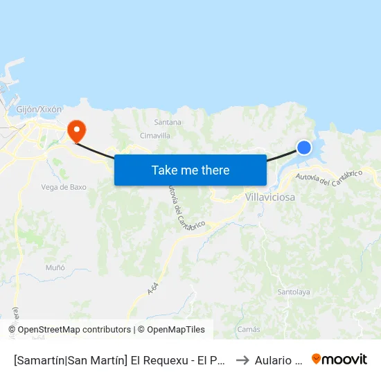 [Samartín|San Martín]  El Requexu - El Puntal [Cta 01844] to Aulario Norte map