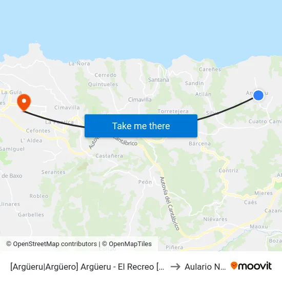 [Argüeru|Argüero]  Argüeru - El Recreo [Cta 01873] to Aulario Norte map