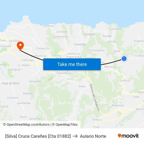 [Silva]  Cruce Careñes [Cta 01882] to Aulario Norte map