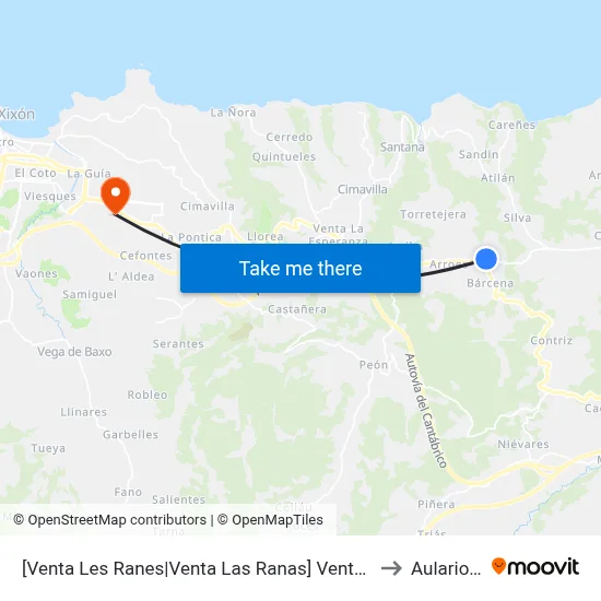 [Venta Les Ranes|Venta Las Ranas]  Venta Las Ranas [Cta 01885] to Aulario Norte map