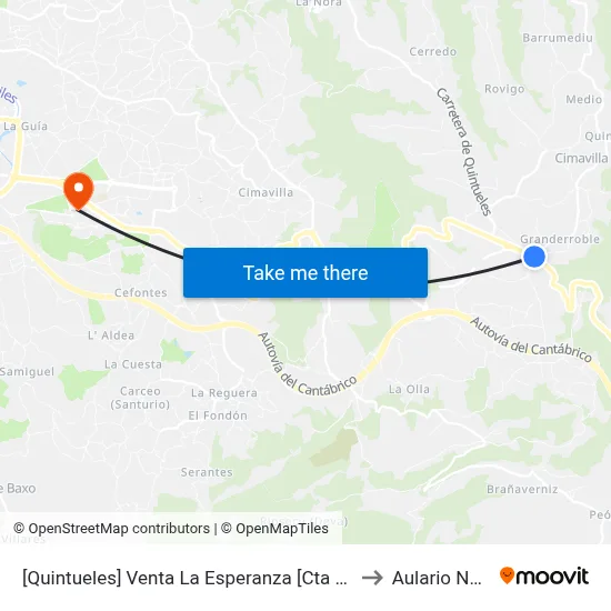[Quintueles]  Venta La Esperanza [Cta 01891] to Aulario Norte map