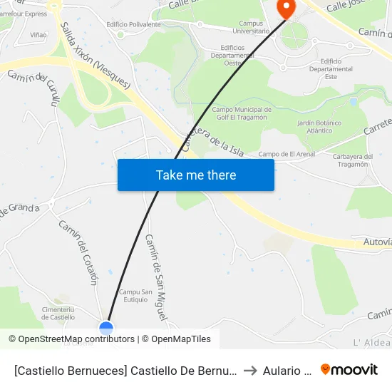 [Castiello Bernueces]  Castiello De Bernueces [Cta 02026] to Aulario Norte map