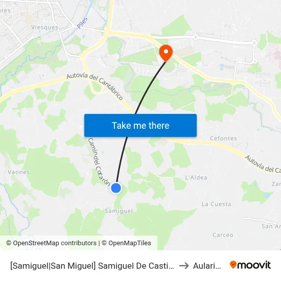 [Samiguel|San Miguel]  Samiguel De Castiello - La Nisal [Cta 02028] to Aulario Norte map