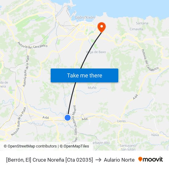 [Berrón, El]  Cruce Noreña [Cta 02035] to Aulario Norte map