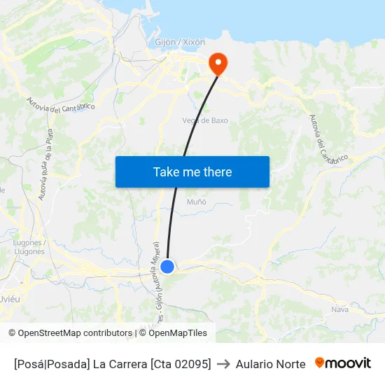 [Posá|Posada]  La Carrera [Cta 02095] to Aulario Norte map
