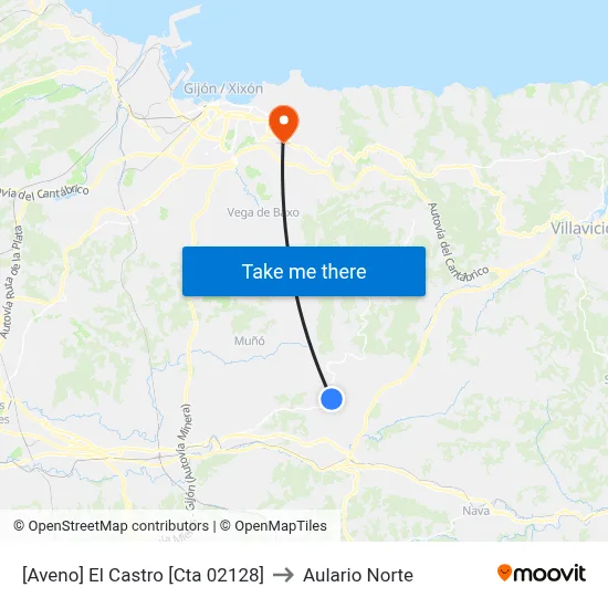 [Aveno]  El Castro [Cta 02128] to Aulario Norte map