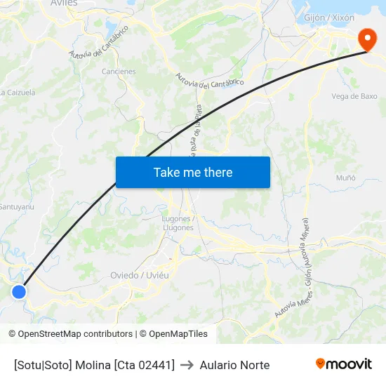 [Sotu|Soto]  Molina [Cta 02441] to Aulario Norte map