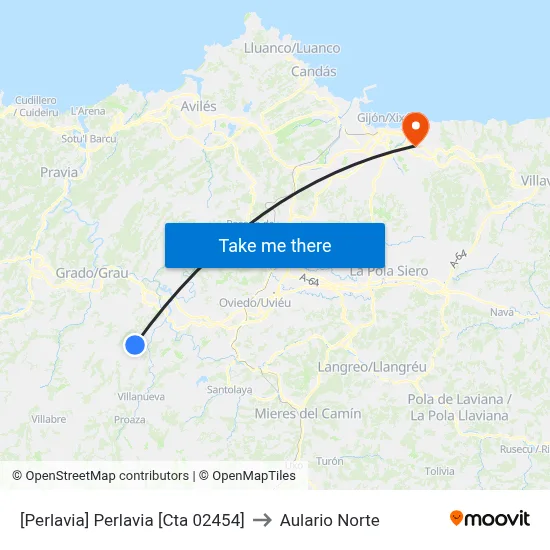 [Perlavia]  Perlavia [Cta 02454] to Aulario Norte map