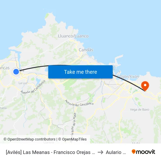 [Avilés]  Las Meanas - Francisco Orejas [Cta 02462] to Aulario Norte map