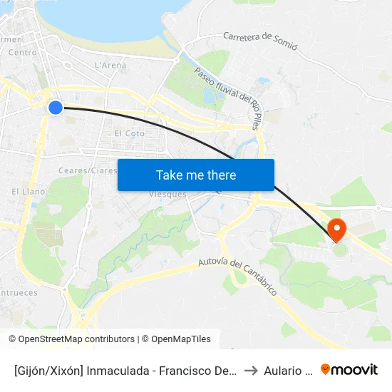 [Gijón/Xixón]  Inmaculada - Francisco De Paula [Cta 02858] to Aulario Norte map