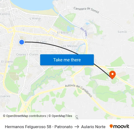 Hermanos Felgueroso 58 - Patronato to Aulario Norte map