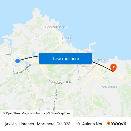 [Avilés]  Llaranes - Martinete [Cta 02871] to Aulario Norte map