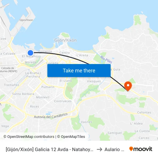 [Gijón/Xixón]  Galicia 12 Avda - Natahoyo [Cta 02927] to Aulario Norte map