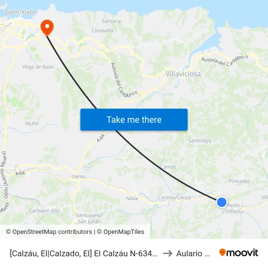 [Calzáu, El|Calzado, El]  El Calzáu N-634 [Cta 03116] to Aulario Norte map
