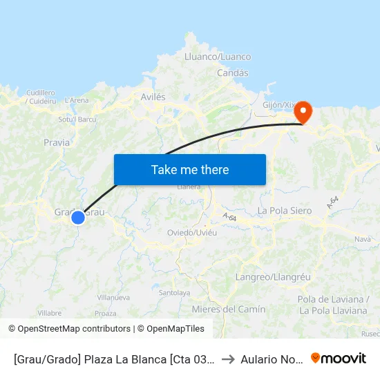 [Grau/Grado]  Plaza La Blanca [Cta 03249] to Aulario Norte map