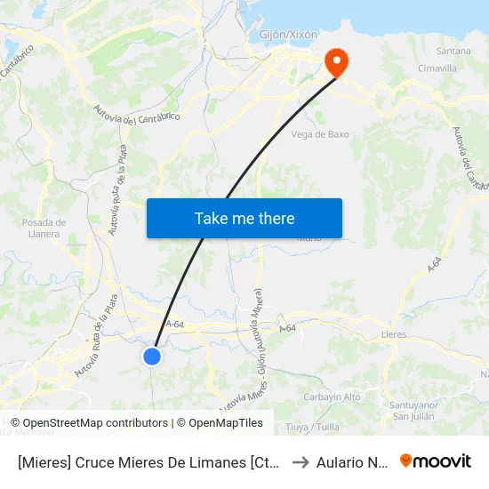 [Mieres]  Cruce Mieres De Limanes [Cta 03423] to Aulario Norte map