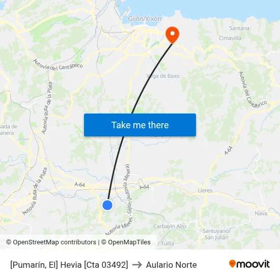 [Pumarín, El]  Hevia [Cta 03492] to Aulario Norte map
